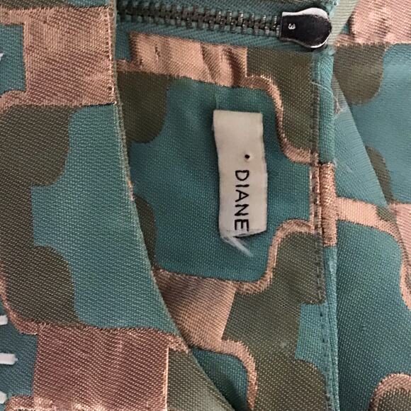 Diane von Furstenberg Akoni Metallic Jacquard Sheath Dress Aquamarine Copper 0 2 - Picture 16 of 16